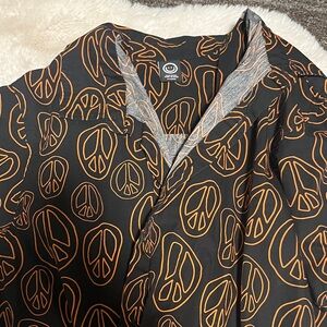 Neff Black and Orange Peace Sign Shirt